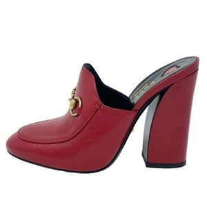 Gucci Julie Red Princetown Loafer Mule Heels